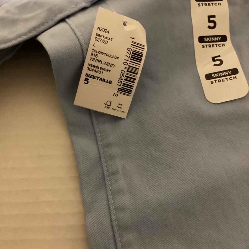 Childrens Place Size 5 skinny stretch chino/khaki pants baby blue - Picture 6 of 7